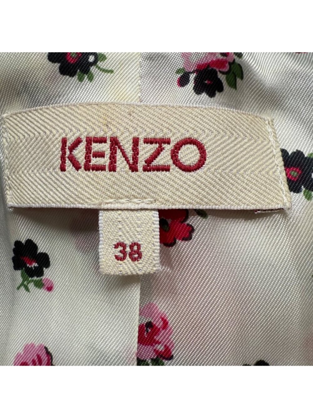 Kenzo Size M Floral Linen Blend Short Sleeve Blazer Jacket with Black Belt - Picture 5 of 16